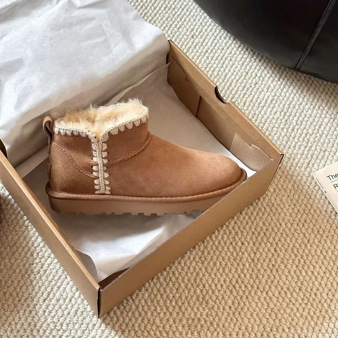 Waterproof Suede Sheepskin Winter Boots