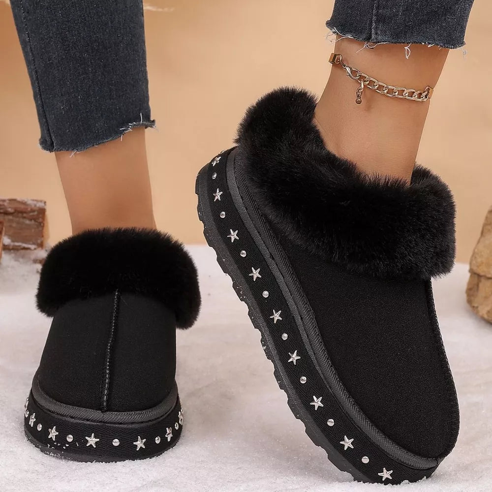 Faux Fur Lined Platform Ankle Boots