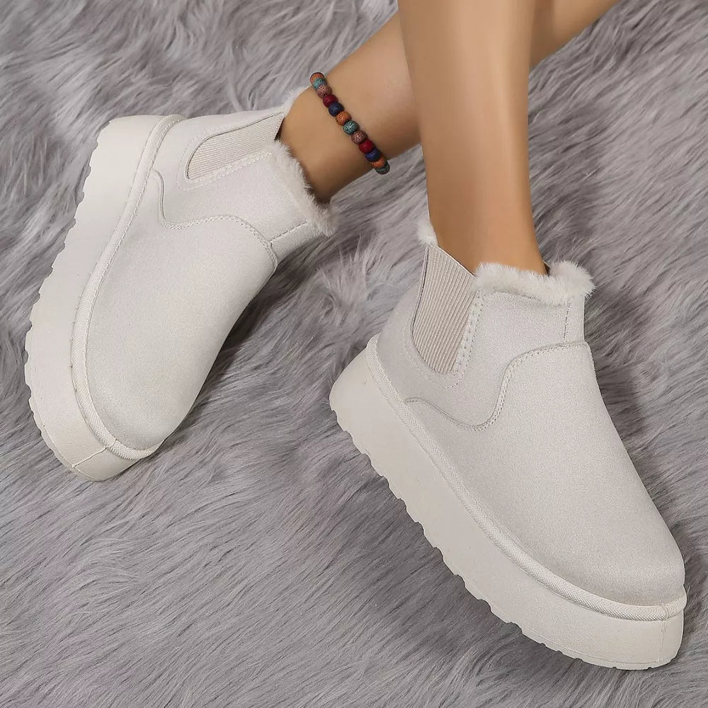 Suede Round Toe Platform Ankle Boots