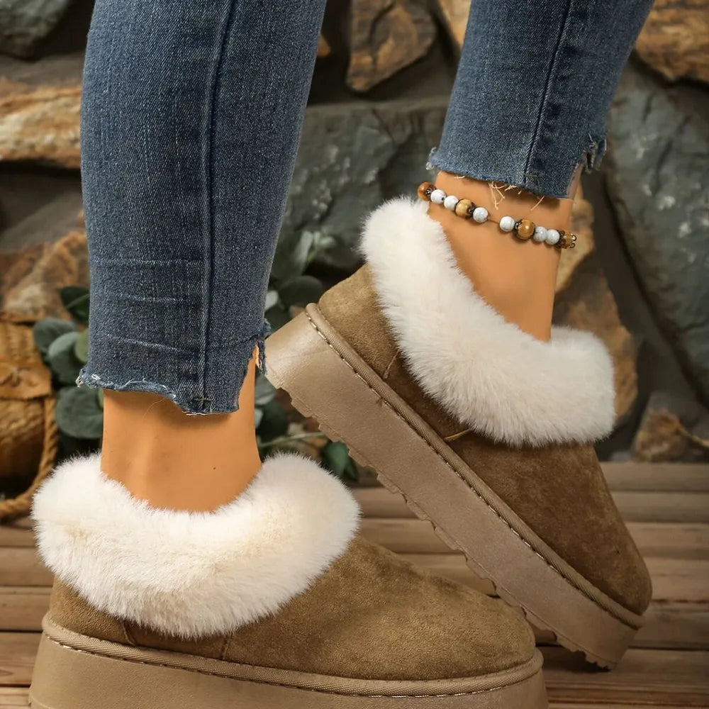 Cozy Fuzzy Trim Platform Boots