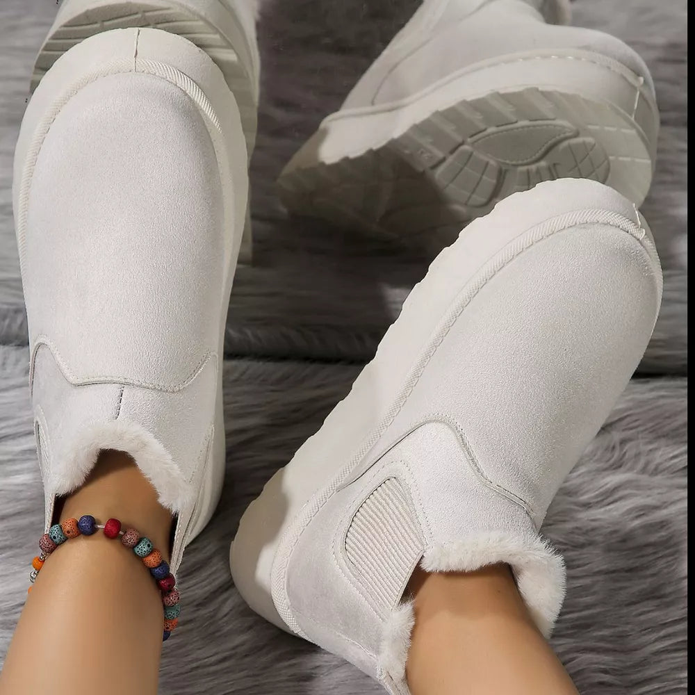 Suede Round Toe Platform Ankle Boots