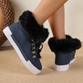 Fluffy Cuff Round-toe Platform Boots