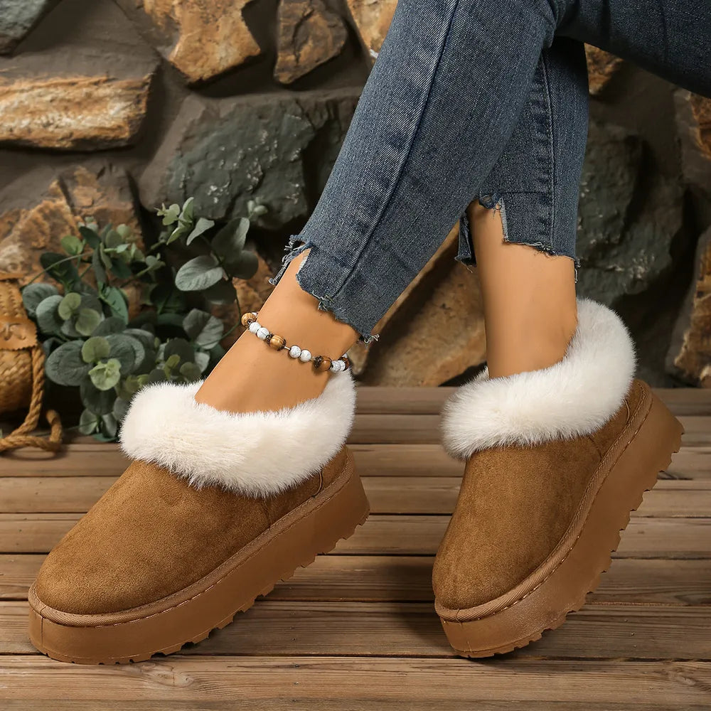 Cozy Fuzzy Trim Platform Boots