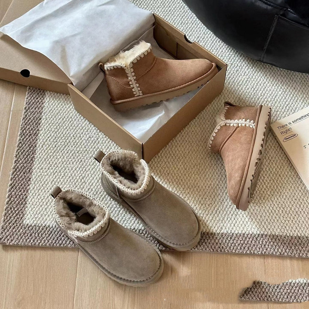 Waterproof Suede Sheepskin Winter Boots