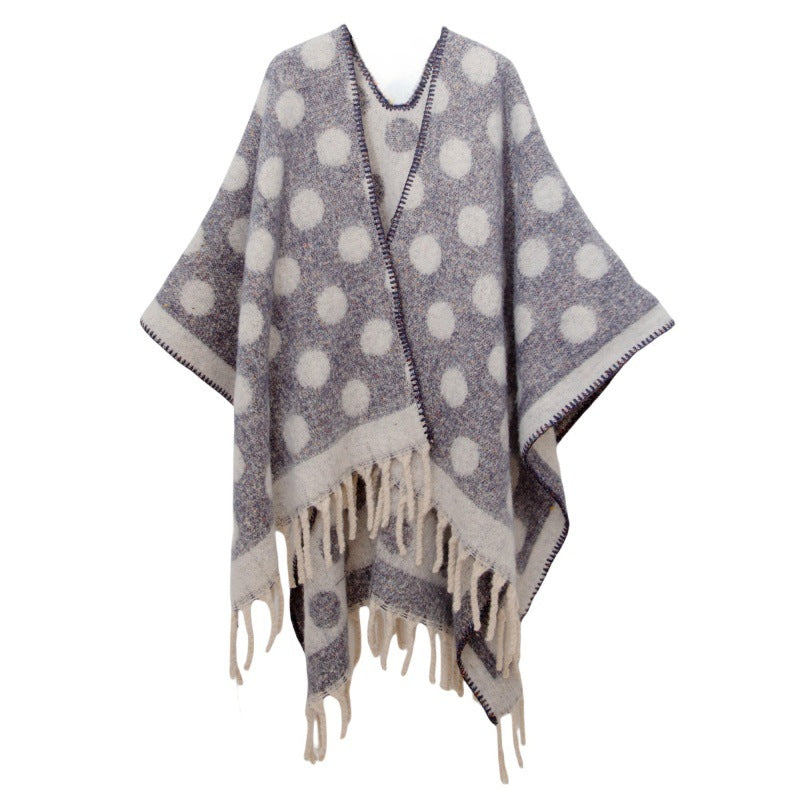 Fringed Jacquard Blanket Shawl Wrap Scarf