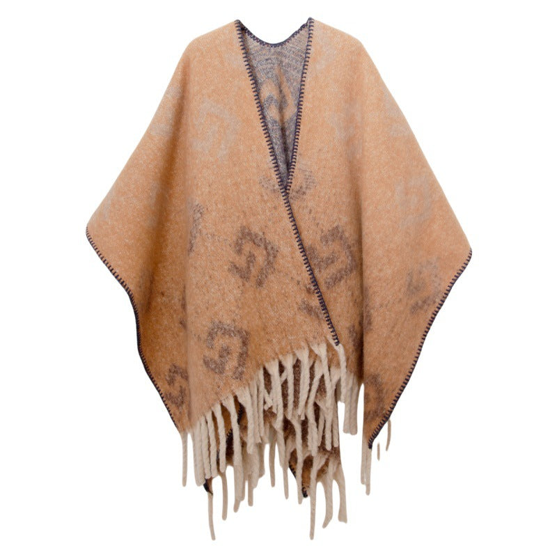 Fringed Jacquard Blanket Shawl Wrap Scarf