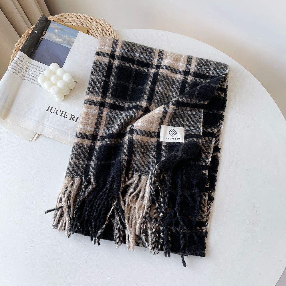 Oversized Plaid Tassel Blanket Scarf