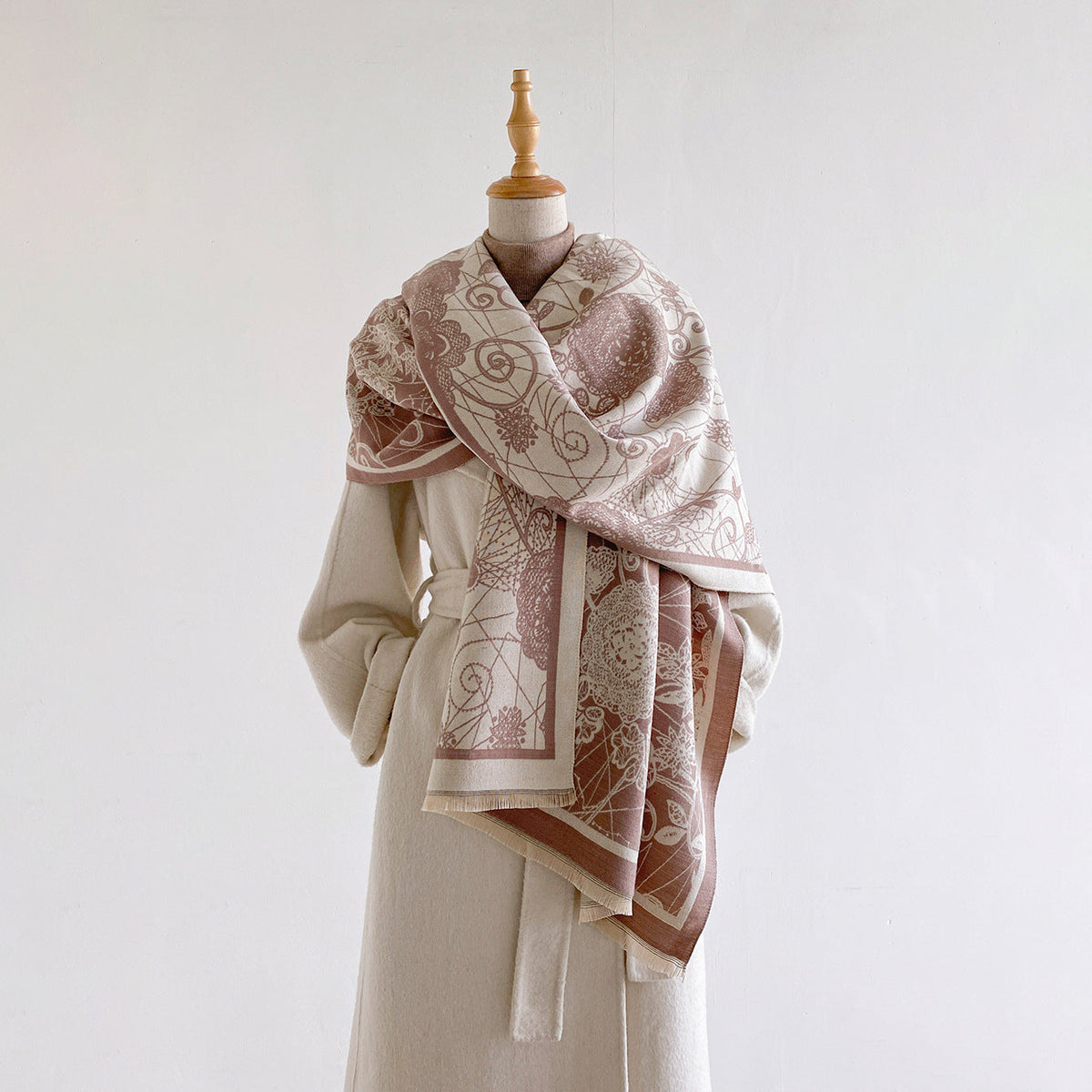 Damask Floral Reversible Blanket Scarf