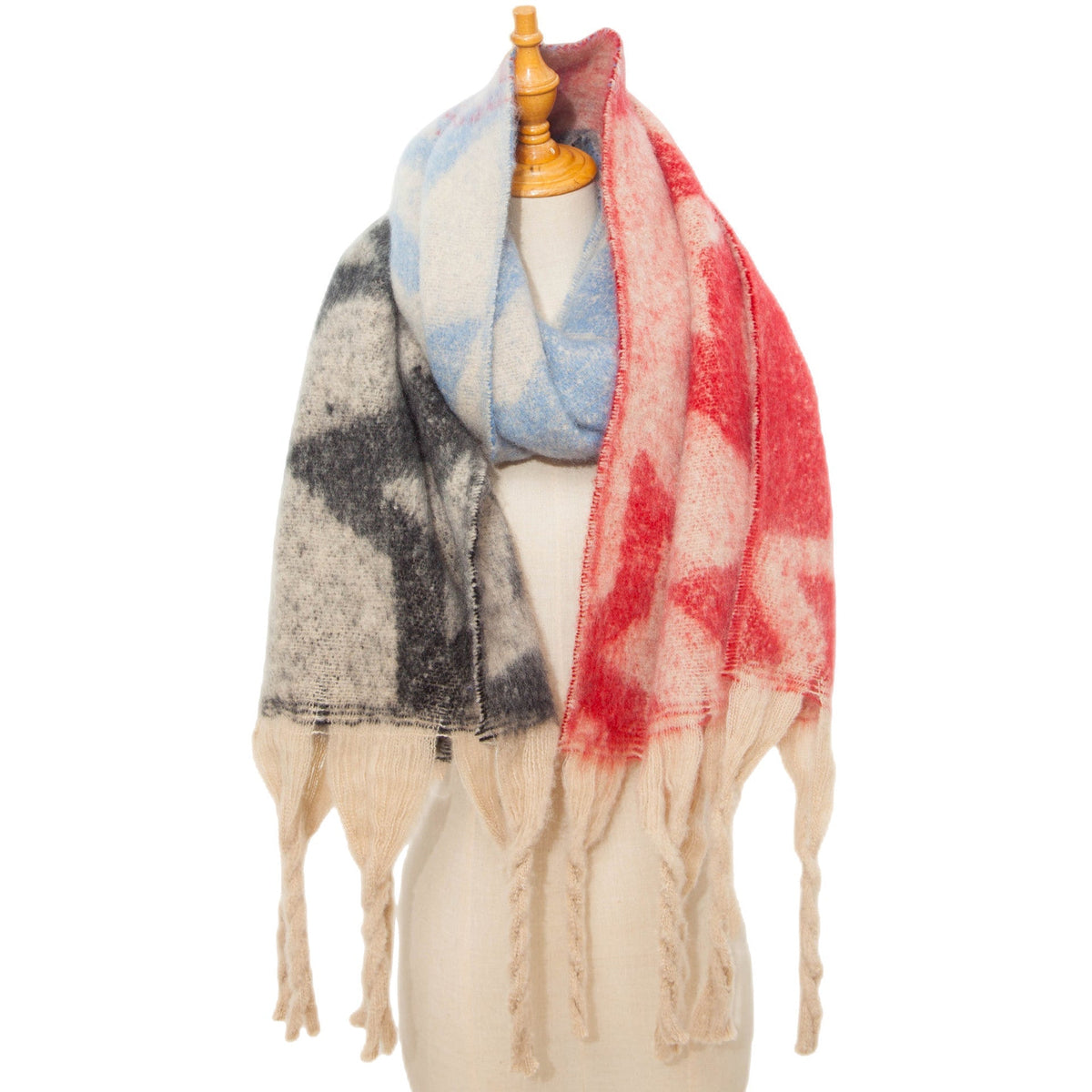 Star Print Fringe Blanket Scarf Wrap