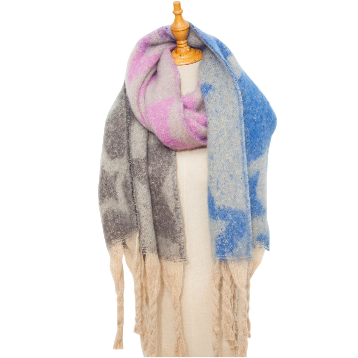 Star Print Fringe Blanket Scarf Wrap