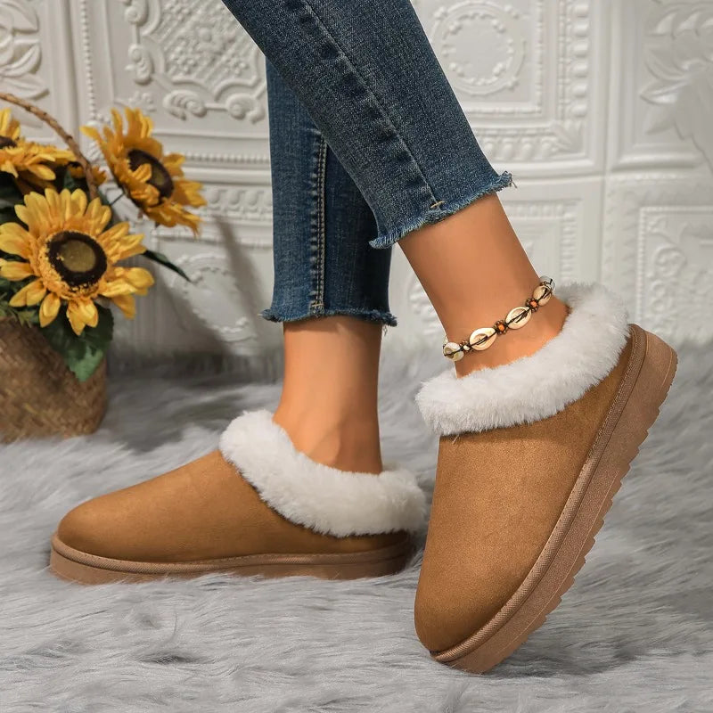 Women's Fleece-Lined Snow Boots - Round Toe Winter Boots