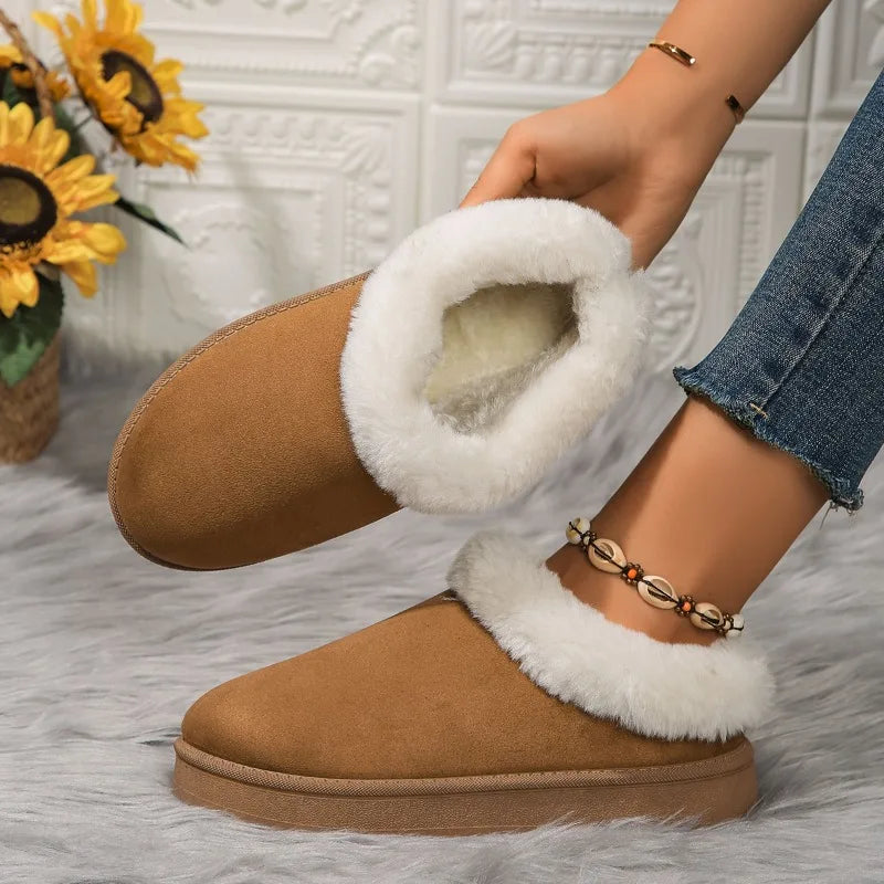 Women's Fleece-Lined Snow Boots - Round Toe Winter Boots