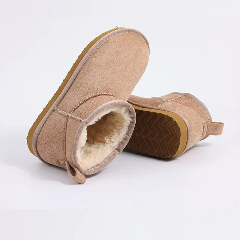Women's Plush Snow Boots - Anti-Slip Faux Suede Ankle Boots