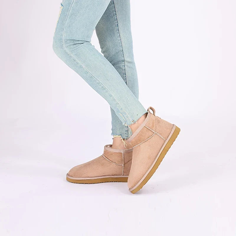 Women's Plush Snow Boots - Anti-Slip Faux Suede Ankle Boots