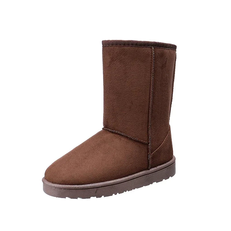 Women's Flannel Mid-Calf Boots - Round Toe Winter Boots