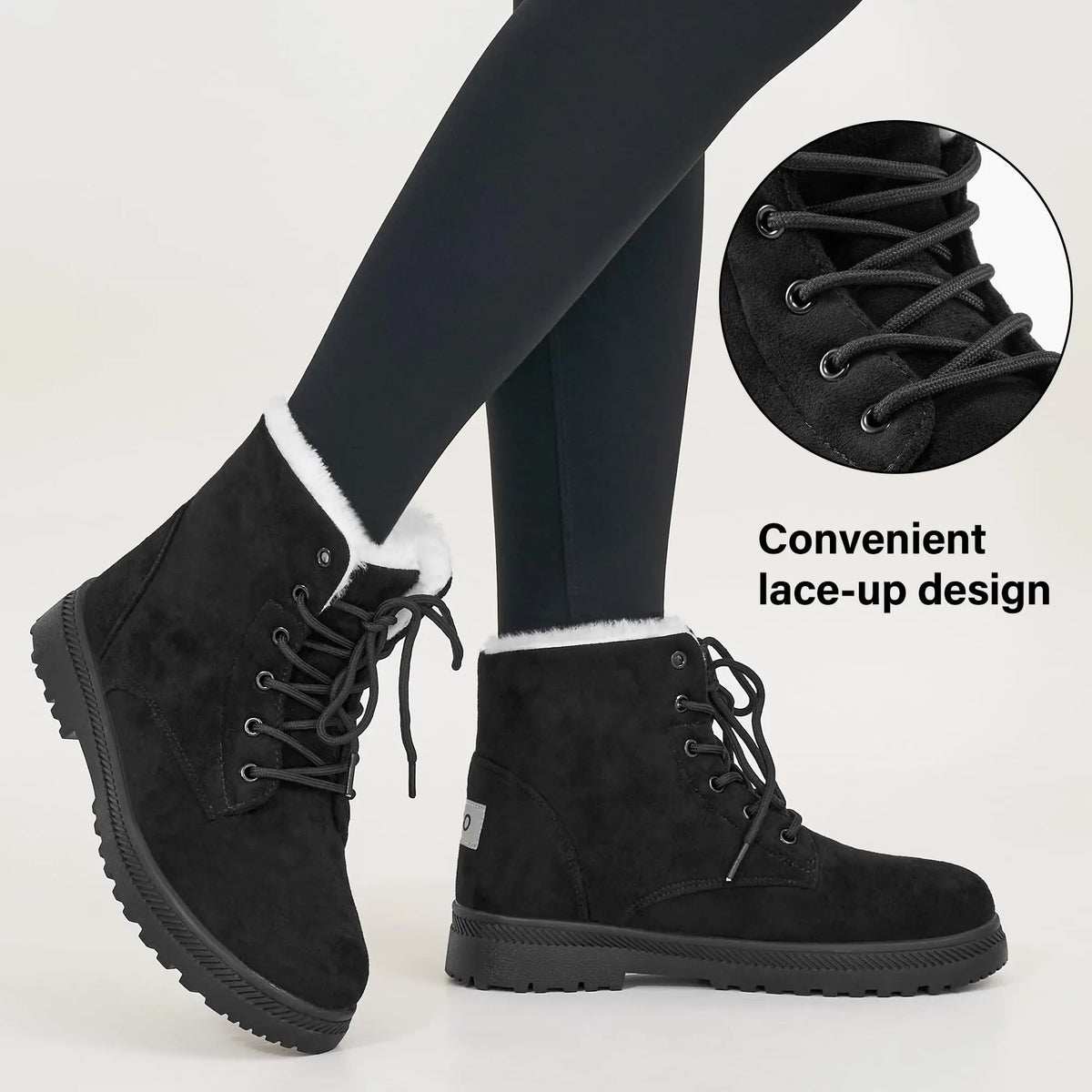 Women's Winter Snow Boots - Warm Fur-Lined Lace-Up Ankle Booties