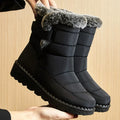 Women's Waterproof Snow Boots - Ankle Boots with Fur Lining, Low Heel