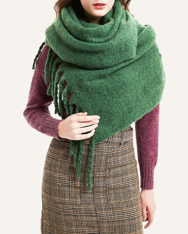 Chunky Brushed Fringe Blanket Scarf
