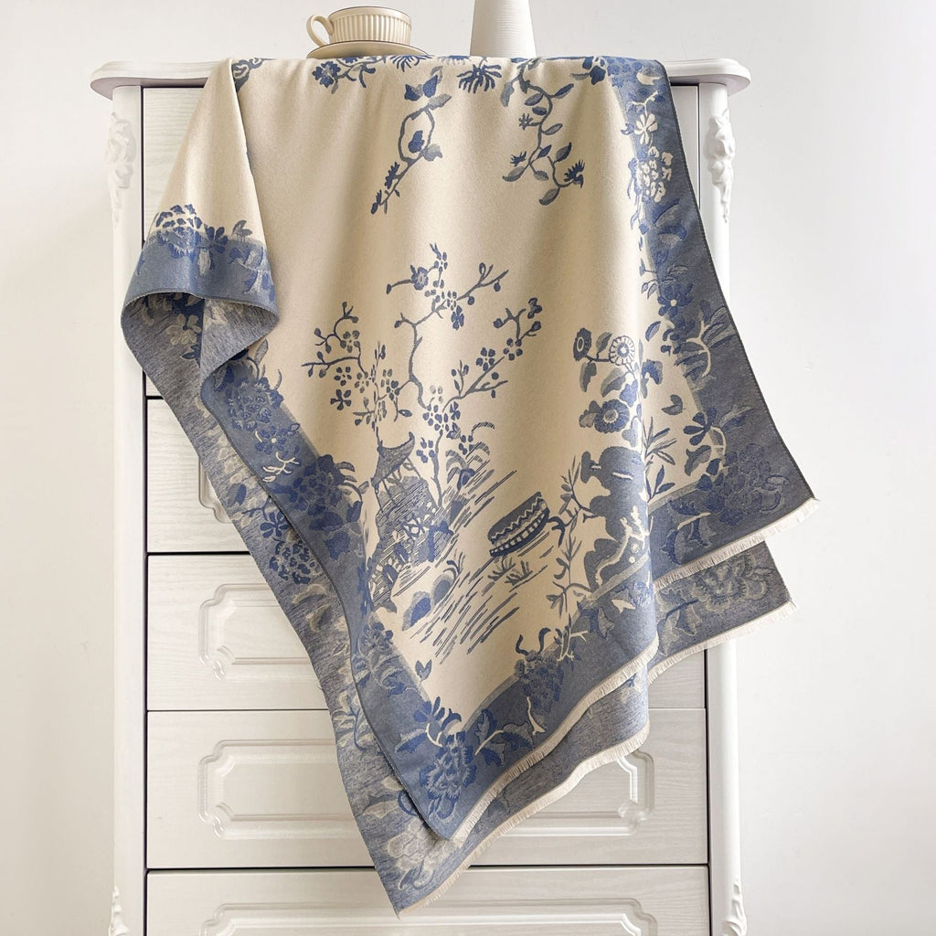 Toile Garden Print Oversized Blanket Scarf
