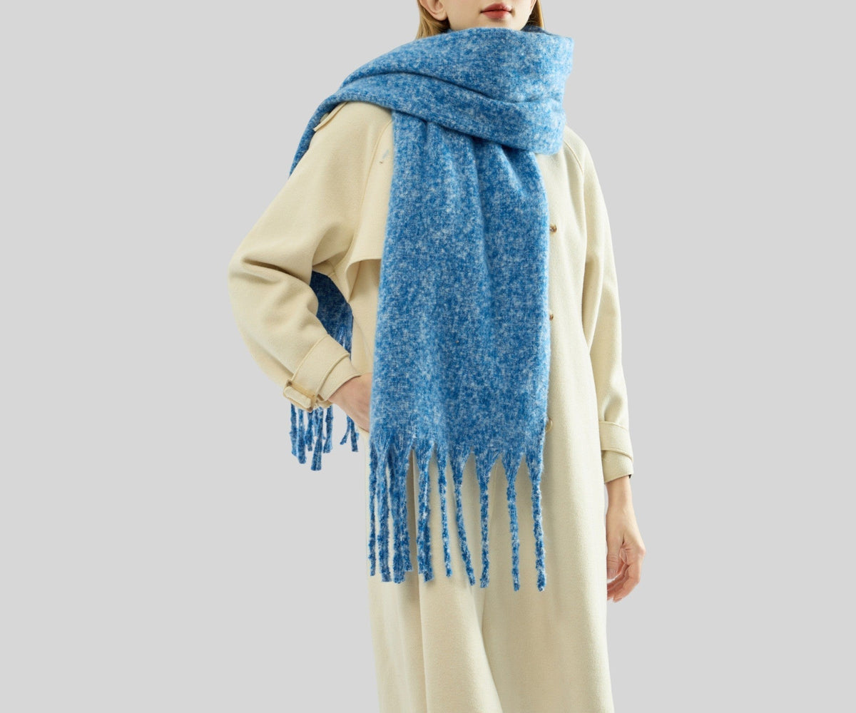 Chunky Boucle Fringe Blanket Scarf