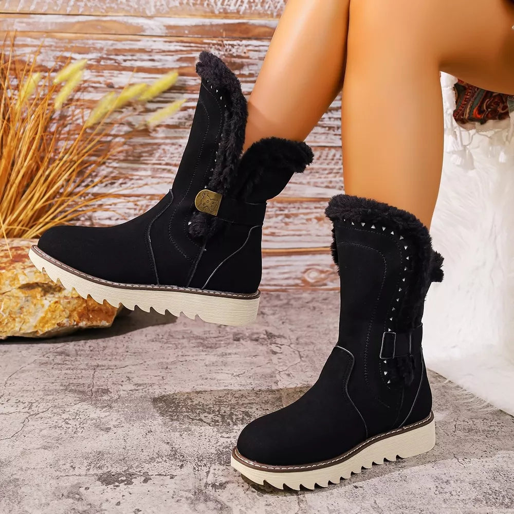 Slip-On Round Toe Platform Boots