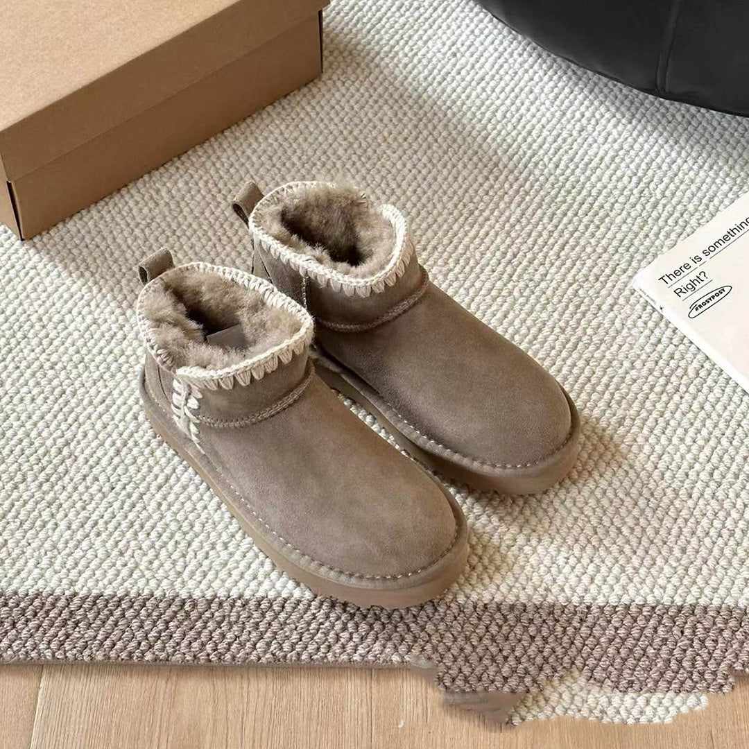Waterproof Suede Sheepskin Winter Boots