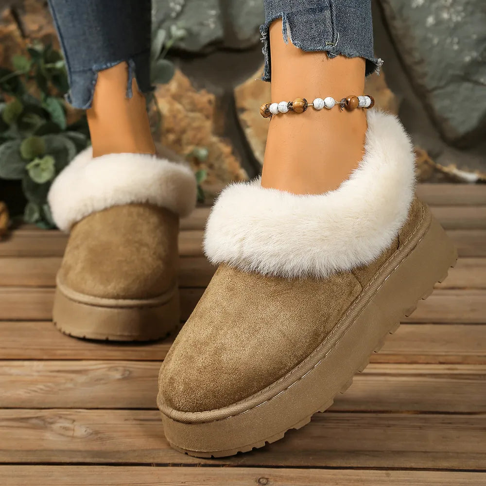 Cozy Fuzzy Trim Platform Boots